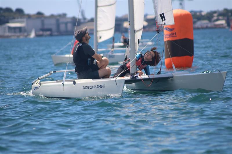 David and John concentrating during the 2022 Sprint 15 Nationals at Restronguet photo copyright Pauline Love taken at Restronguet Sailing Club and featuring the Sprint 15 class