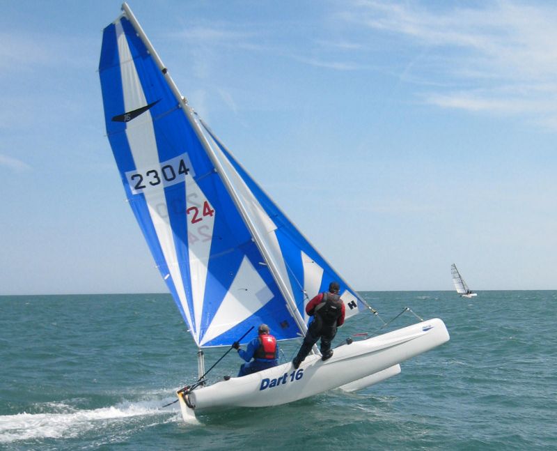 Racing in the Dart 16 nationals at Eastbourne photo copyright Jacky Thomas taken at Eastbourne Sovereign Sailing Club and featuring the Dart 16 class