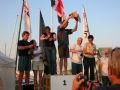 The all British podium (left ot right) - Dave Roberts, Louise Roberts, (2nd);  Debbie Rickard, Matt Pullen (1st);  Chris Moore, Jessica Walton (3rd) at the Dart 18 Europeans © Carol Moore