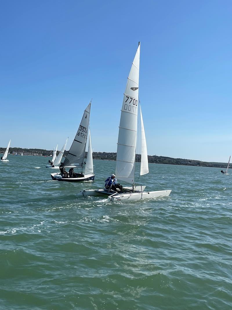 Upwind leg during the Whitstable Yacht Club Club Championship 2025 photo copyright Steve Gray taken at Whitstable Yacht Club and featuring the Dart 18 class