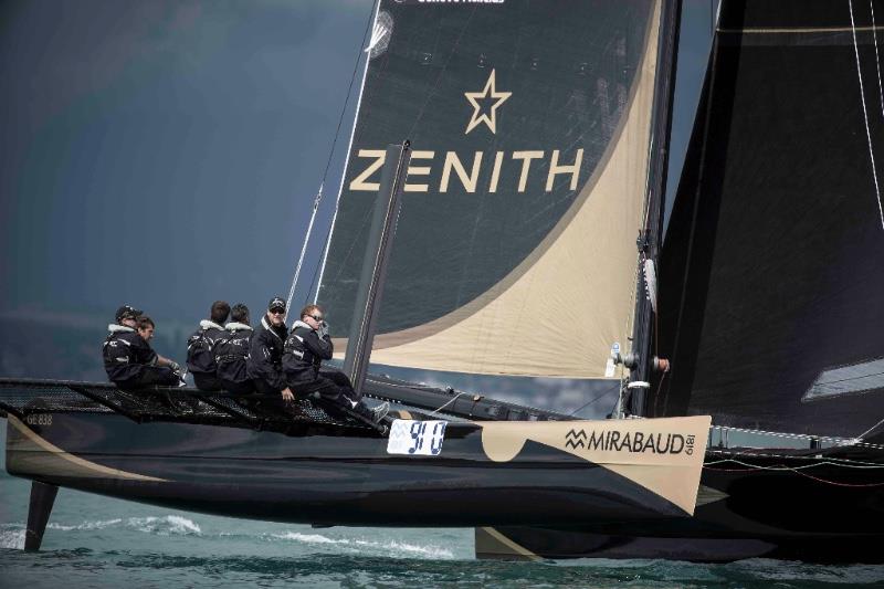 Dona Bertarelli's D35 Spindrift Racing photo copyright Loris von Siebenthal taken at Société Nautique de Genève and featuring the Decision 35 class