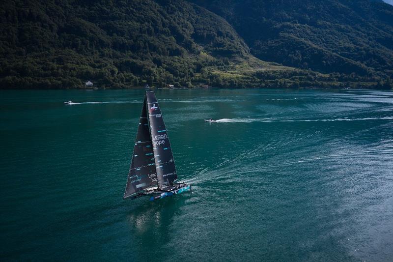 Realteam Sailing in the lead at the halfway mark of the 2023 Bol d'Or Mirabaud photo copyright Loris Von Siebenthal taken at Société Nautique de Genève and featuring the Decision 35 class