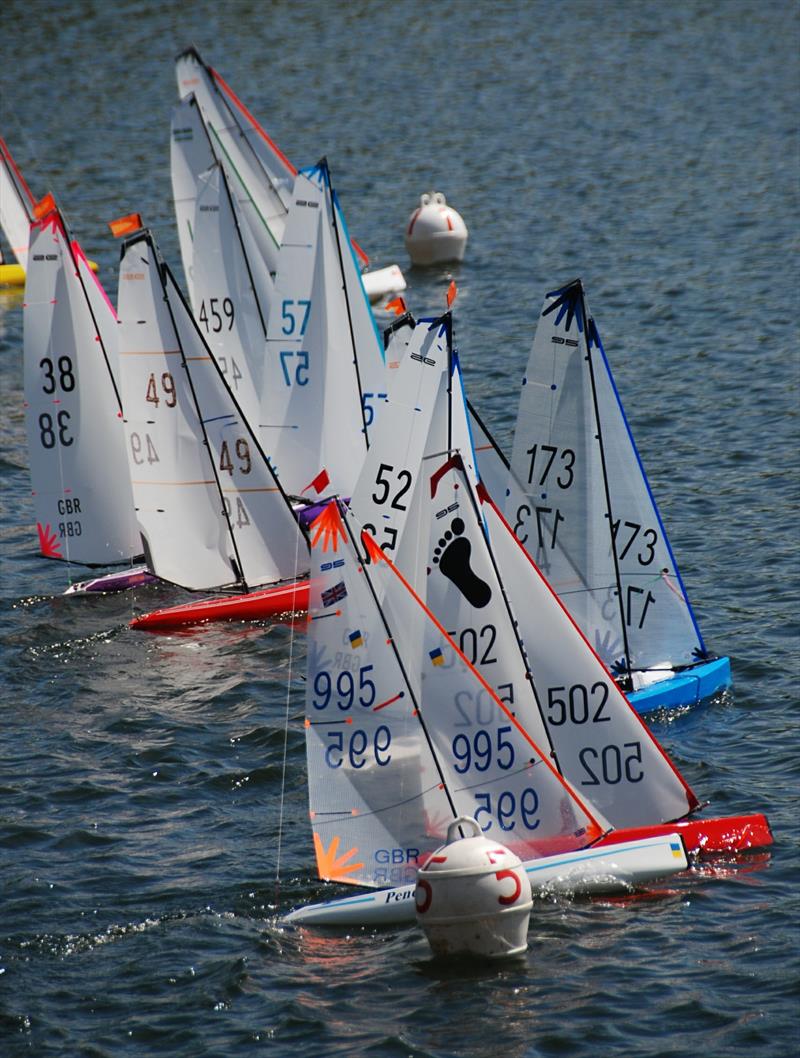 A crowded start line in Race 3 in the 2022 DF95 Ash Trophy at Abbey Meads photo copyright Roger Stollery taken at Guildford Model Yacht Club and featuring the DF95 class