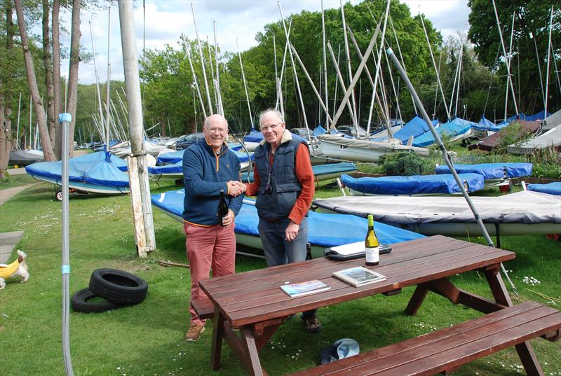 Nigel Barrow receiving his prize from RO Roger Stollery during the DF95 M&S Travellers Event 2 for the ASH Trophy at Guildford Model Yacht Club - photo © Roger Stollery