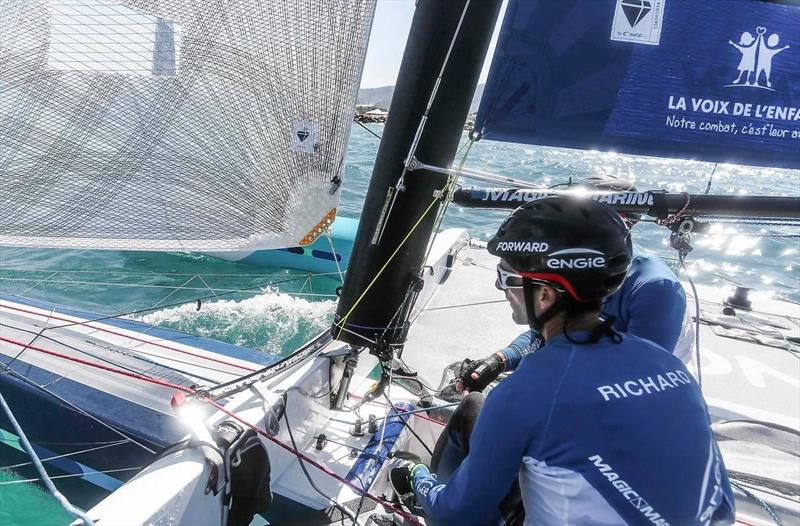 On board a Diam 24 trimaran with team ENGIE in the Tour de France à la Voile in Nice photo copyright Jean-Marie Liot / ASO taken at  and featuring the Diam 24OD class