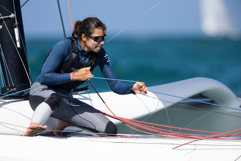 Team France skipper and bowman Lara Granier on Sailing Arabia The Tour Day 2 - photo © Lloyd Images / Oman Sail