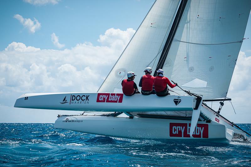 Pierre Atlier's Diam 24 CryBaby dominated their class, not only winning first overall, but also taking home the trophy for Best Multihull Performance for the entire Regatta photo copyright Laurens Morel taken at Sint Maarten Yacht Club and featuring the Diam 24OD class
