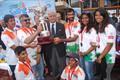 Tamilnadu Sailing Association team wins the Governor's Gold Cup 2015: Standing (l-r) K.C.Ganapathy, Ashok Thakkar, Governor K.C.Paul, Varun Thakkar, Aishwarya Nedu, Varsha Gautham. Sitting (l-r) Aniketh Rajaram, Naveen Kumanan © Sucharita Kamath