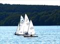 Solway Yacht Club Cadets Adventure Day - Close racing in a family sandwich! The Filer/Gascoigne Flying Fifteen splits Richard and Emily Colbeck in the Buzz from James Colbeck in his ILCA4 © Margaret Purkis