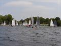 Setting up for the start during the Border Counties Midweek Sailing Series at Shropshire Sailing Club © Keith Marshall