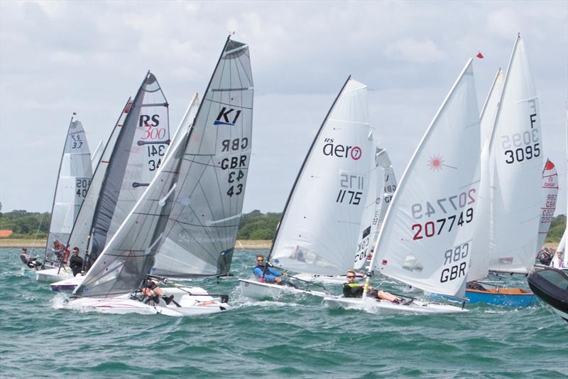 Medium fleet start at the Lymington Dinghy Regatta 2015 photo copyright LPB Aerial Imagery / www.lpbaerial.com taken at Lymington Town Sailing Club and featuring the Dinghy class