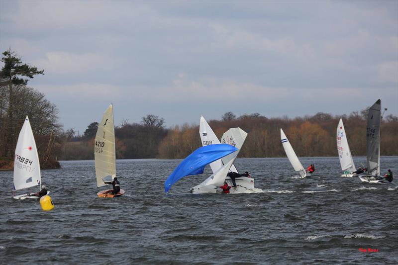 Strong gusts caught people out in Alton Water's Frostbite Series day 7 photo copyright Tim Bees taken at Alton Water Sports Centre and featuring the Dinghy class