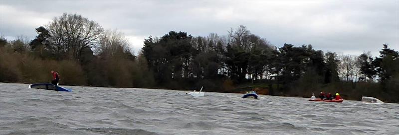 The safety boat crews were kept busy on day 8 of the Alton Water Frostbite Series photo copyright Emer Berry taken at Alton Water Sports Centre and featuring the Dinghy class