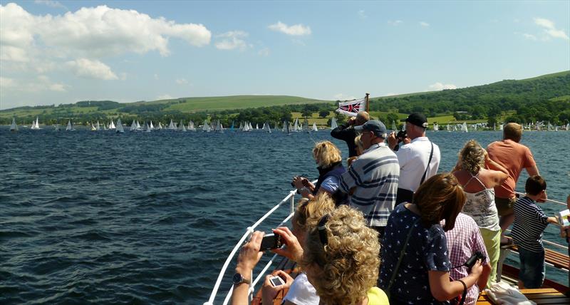 Passengers on the steamer watch the Birkett start photo copyright Sue Giles taken at Ullswater Yacht Club and featuring the Dinghy class