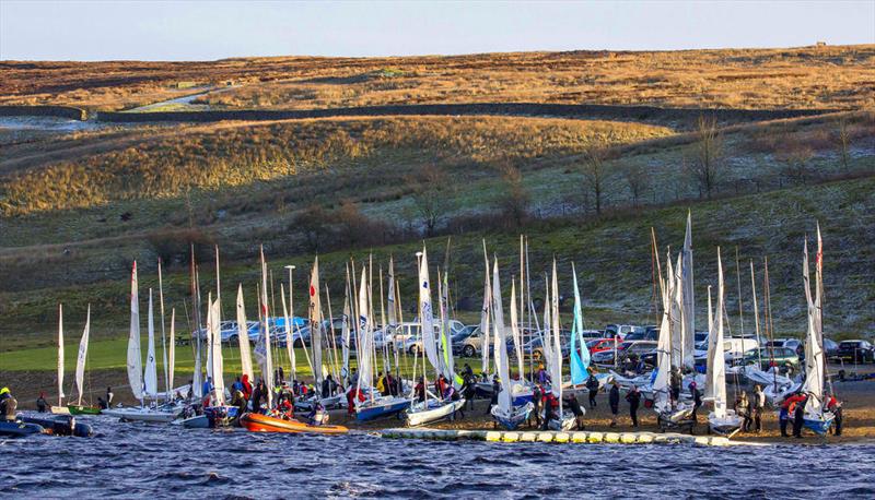 Launching at the Brass Monkey in 2017 photo copyright Tim Olin / www.olinphoto.co.uk taken at Yorkshire Dales Sailing Club and featuring the Dinghy class