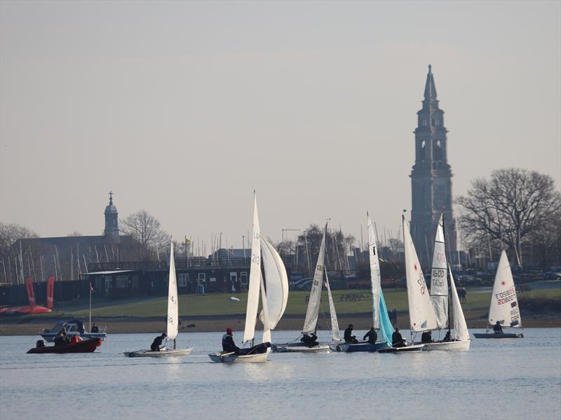 The bottom (light wind) reach during Alton Water Fox's Chandlery Frostbite Series week 3 photo copyright Tim Bees taken at Alton Water Sports Centre and featuring the Dinghy class