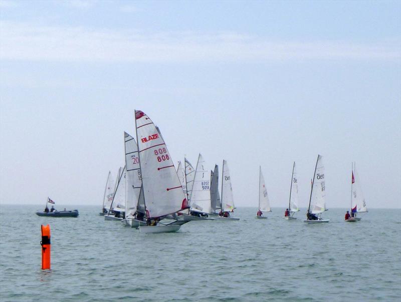 Felpham Sailing Club King George V Trophy Race 1 start photo copyright Ian King, Matt Twist, Andy Conway taken at Felpham Sailing Club and featuring the Dinghy class