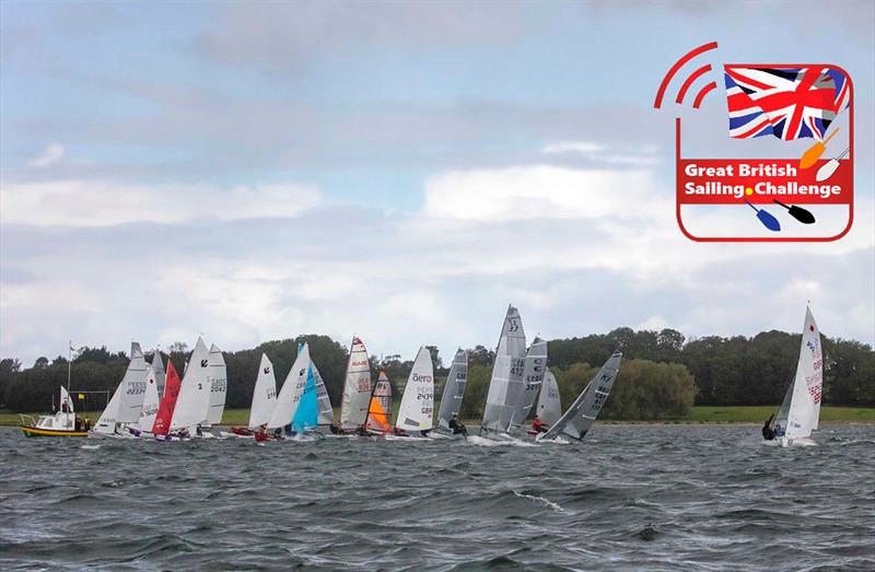 Slow fleet start during the Great British Sailing Challenge Final at Rutland photo copyright Tim Olin / www.olinphoto.co.uk taken at Rutland Sailing Club and featuring the Dinghy class