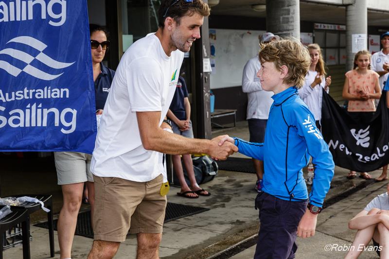 Rio silver medallist Jason Waterhouse presents medals - photo © Robin Evans