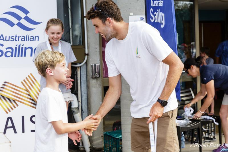 Rio silver medallist Jason Waterhouse presents medals photo copyright Robin Evans taken at Woollahra Sailing Club and featuring the Dinghy class