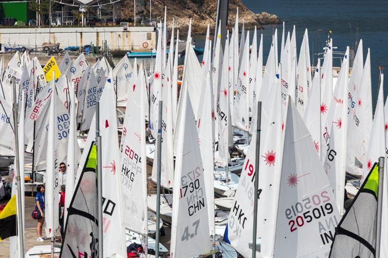 A sea of sails on land - Hong Kong Race Week photo copyright RHKYC / Guy Nowell taken at Royal Hong Kong Yacht Club and featuring the Dinghy class