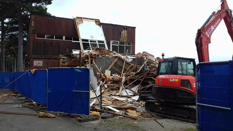 The end of 2017 saw the end of the old Netley SCclubhouse - just in time for the winter weather to set in - photo © Dougal Henshall