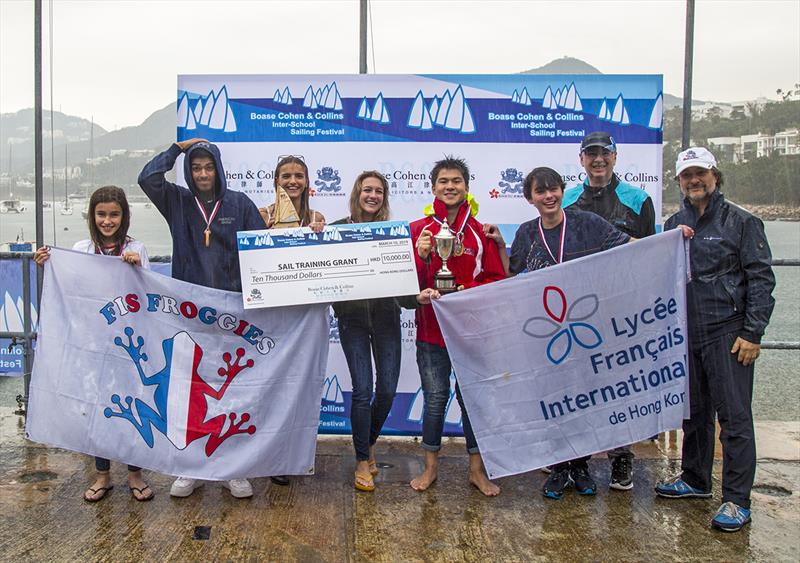 Division A 1st Place French International School - 2019 Boase Cohen & Collins Inter-School Sailing Festival photo copyright RHKYC / Guy Nowell taken at Royal Hong Kong Yacht Club and featuring the Dinghy class