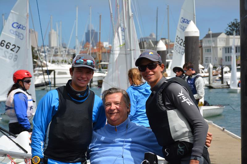 Paul Callahan poses with his sons after they win the C420 North American Championship at St. Francis Yacht Club. From left: Justin Callahan, Paul Callahan, Mitchell Callahan photo copyright Kimball Livingston / St FYC taken at St. Francis Yacht Club and featuring the Dinghy class