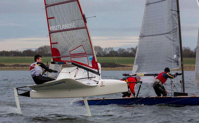 Moth versus Punt in the 2018 Grafham Grand Prix photo copyright Tim Olin / www.olinphoto.co.uk taken at Grafham Water Sailing Club and featuring the Dinghy class