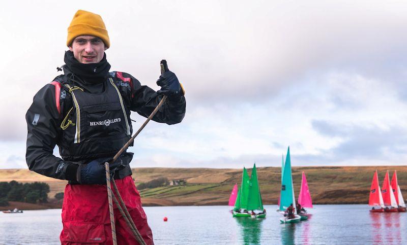 Robbie Langford of Kielder Water SC and race captain for Sheffield University Sailing Club photo copyright Julian Hayes taken at Kielder Water Sailing Club and featuring the Dinghy class