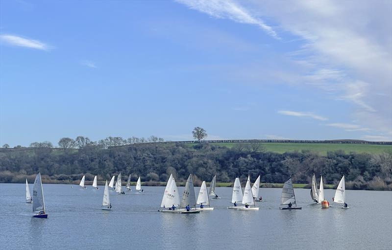 Some of the 40 boats out at the Notts County SC First of Year Race in aid of the RNLI photo copyright David Eberlin taken at Notts County Sailing Club and featuring the Dinghy class