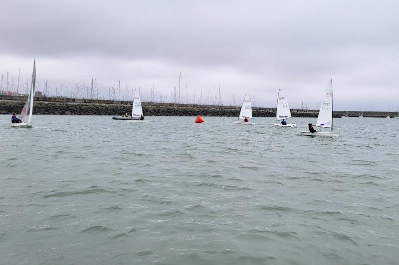 The solitary Fireball of Frank Miller & Neil Cramer being pursued by four RS Aeros - Viking Marine DMYC Frostbites series 2 day 16 photo copyright Ian Cutliffe taken at Dun Laoghaire Motor Yacht Club and featuring the Dinghy class