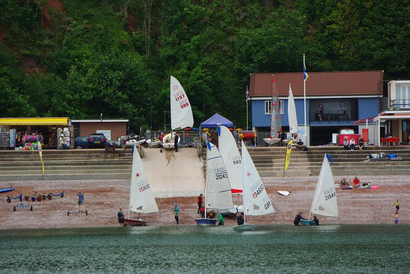 Babbacombe Corinthian Sailing Club members launch dinghies off the beach at Oddicombe - photo © Peter Pfeiffer