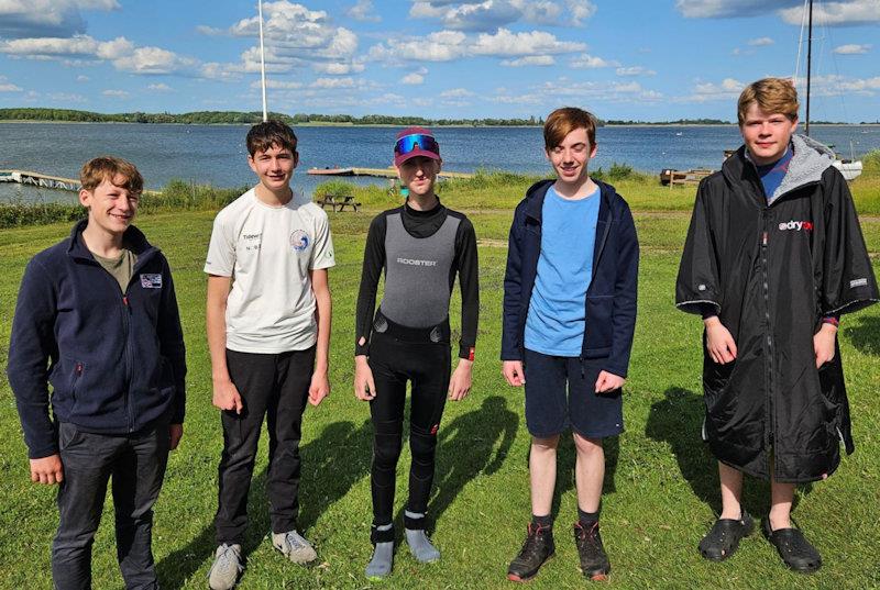 Team Grafham- William, Freddie, Jacob, Lucas, Samual - Cambridgeshire Youth League at Grafham Water - photo © Hilary Talbot