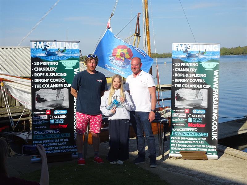 1st Osprey Fleet: Isabel Gilson (centre), Mark Greer (left), Roo Jarvis (right) - FM Sailing Northamptonshire Youth Series leg 2 at Middle Nene photo copyright MNSC taken at Middle Nene Sailing Club and featuring the Dinghy class