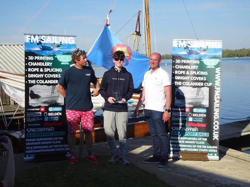 1st Falcon Fleet: Harry Ambery (centre), Mark Greer (left), Roo Jarvis (right) - FM Sailing Northamptonshire Youth Series leg 2 at Middle Nene photo copyright MNSC taken at Middle Nene Sailing Club and featuring the Dinghy class