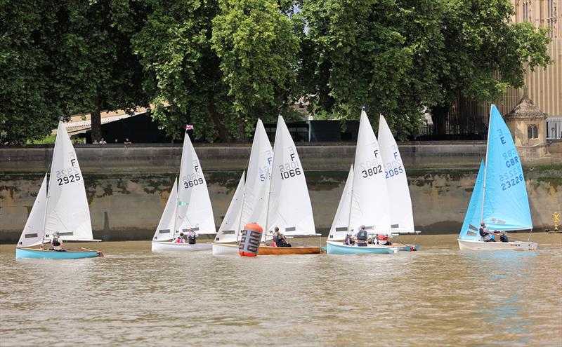 Tideway Dinghy Derby - Fireflys and Enterprise at the Houses of Parliament Rounding Mark photo copyright Mark Jardine taken at Ranelagh Sailing Club and featuring the Dinghy class