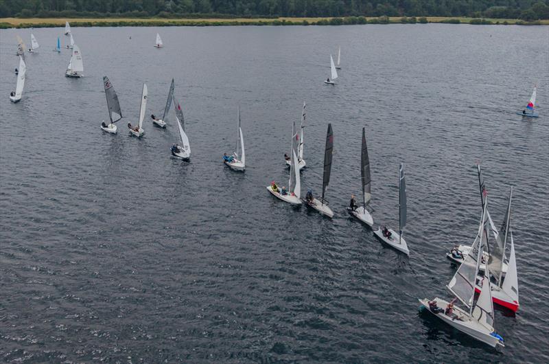 Start line on Saturday - 40th Anniversary Regatta at Notts County photo copyright David Eberlin taken at Notts County Sailing Club and featuring the Dinghy class