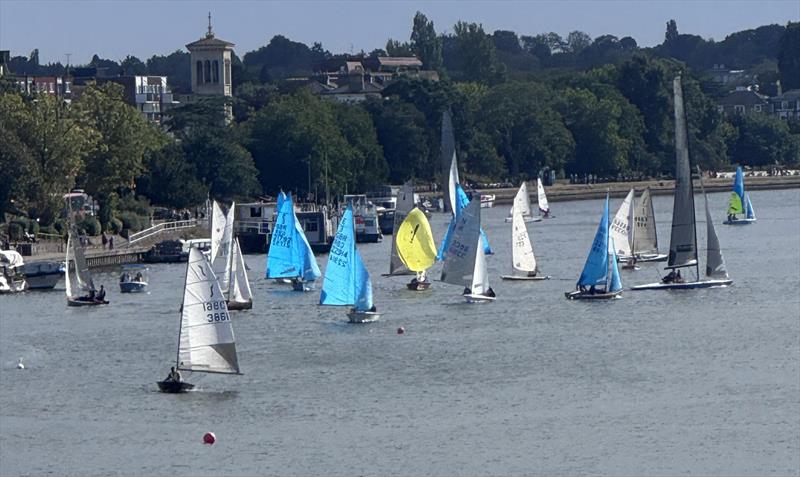 View from the bridge - Minima Regatta fills the Kingston reach photo copyright Eileen Barry taken at Minima Yacht Club and featuring the Dinghy class