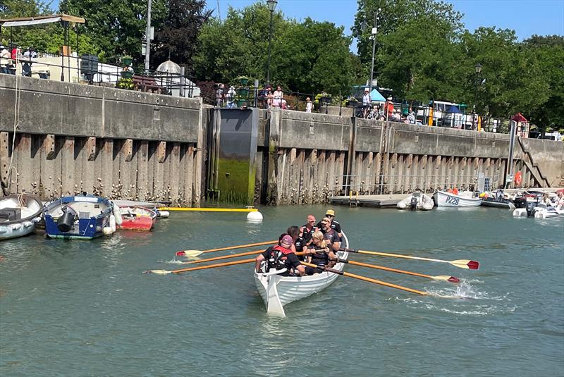Charlie Hindley rows in a Dart Gig Club gig for the first time - Disability Awareness Day in Dartmouth - photo © Dart Harbour & Navigation Authority
