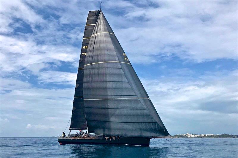 Jens Kellinghusen's Ker 56 Varuna at the finish of the Antigua Bermuda Race winning the IRC class outright. Great shot of her Cable-less Code 0... - photo © Doyle Sails