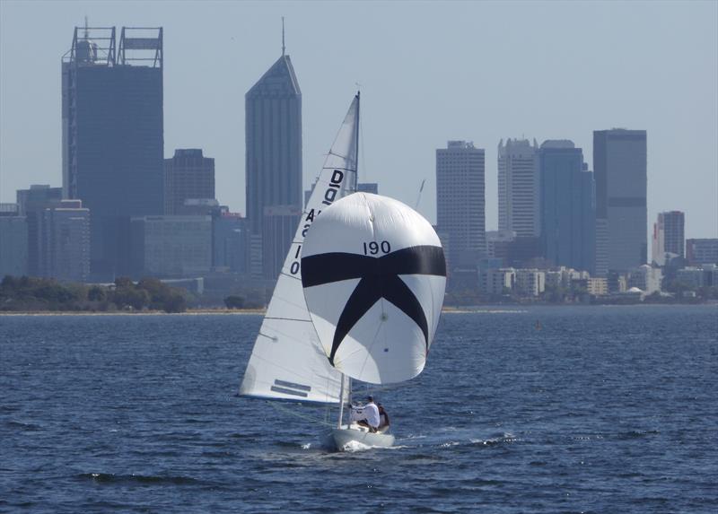 Cassidy (190) wins race 2 during the first weekend of the WA Dragon State Championship photo copyright Jonny Fullerton taken at Royal Freshwater Bay Yacht Club and featuring the Dragon class