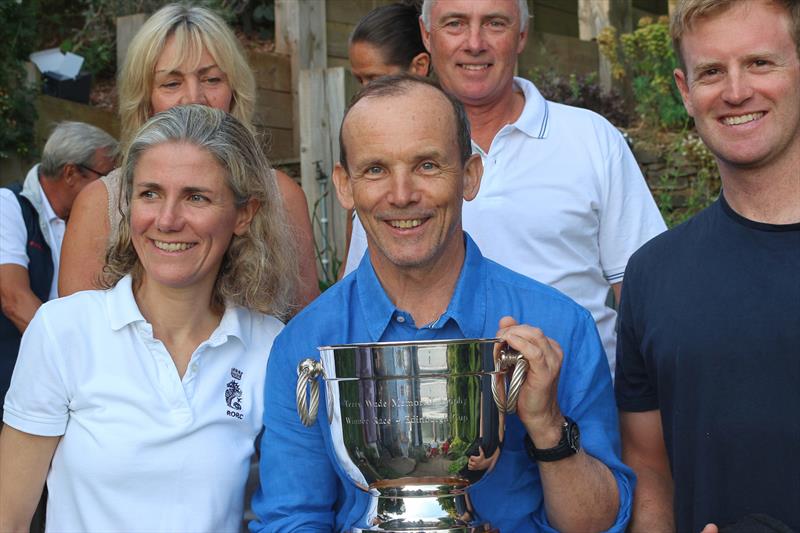 Grant Gordon with the Trevor Wade Trophy on day 2 of the Dragon Edinburgh Cup at Torbay - photo © Rupert Holmes