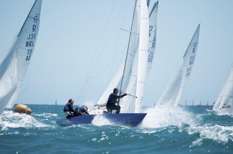 AUS144 Hotspur on day 1 of the Dragon World Championship in Fremantle photo copyright Tom Hodge Media taken at Fremantle Sailing Club and featuring the Dragon class