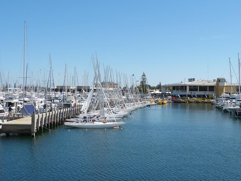 Day 5 of the 2019 Dragon World Championship - Fleet moorings John Longley photo copyright Tom Hodge Media taken at Fremantle Sailing Club and featuring the Dragon class
