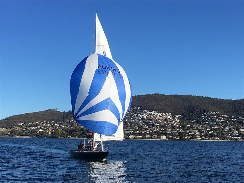 Magic running downwind - Tasmanian Dragon Championship 2019 photo copyright Steven Shield taken at Royal Yacht Club of Tasmania and featuring the Dragon class