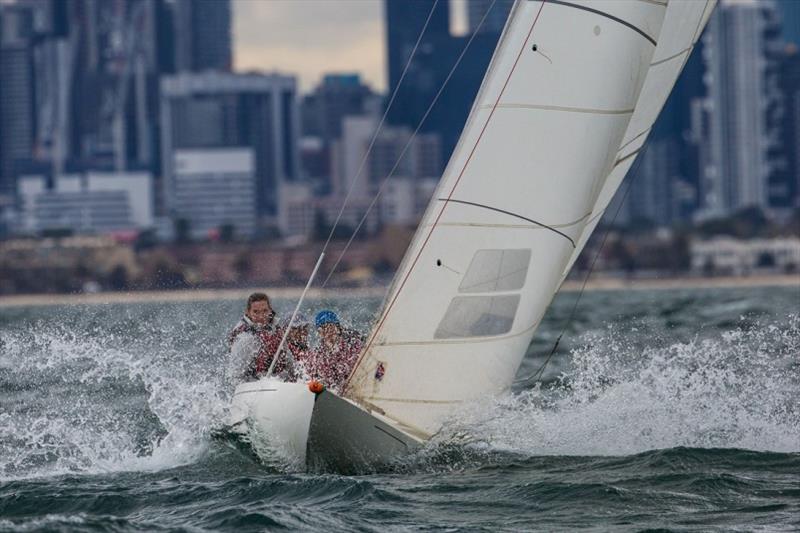 A Dragon sails through the waves - Port Phillip Women's Championship Series, BLiSS Regatta photo copyright Bruno Cocozza taken at Royal Brighton Yacht Club and featuring the Dragon class