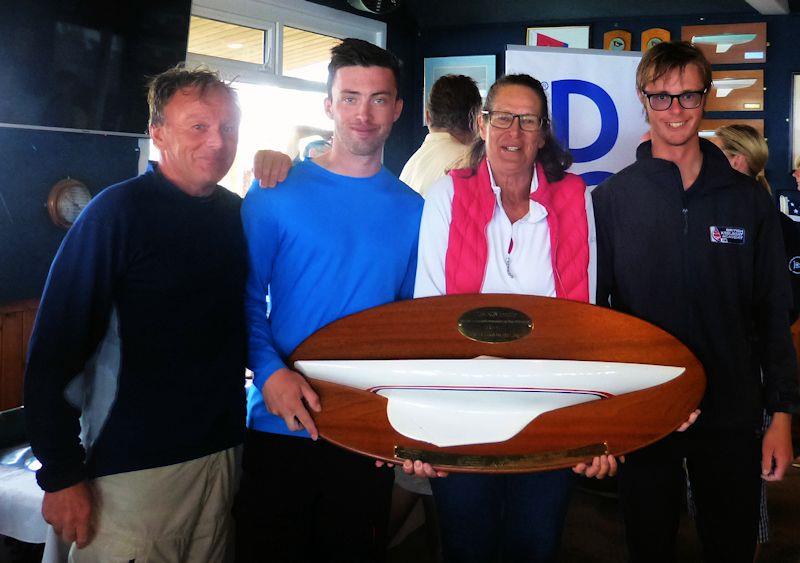 Gavia Wilkinson-Cox, Mark Hart, Patrick Rigby and Jake Hardman win the third race and the Kin Trophy at the Haulfryn Dragon Edinburgh Cup photo copyright BDA taken at South Caernarvonshire Yacht Club and featuring the Dragon class