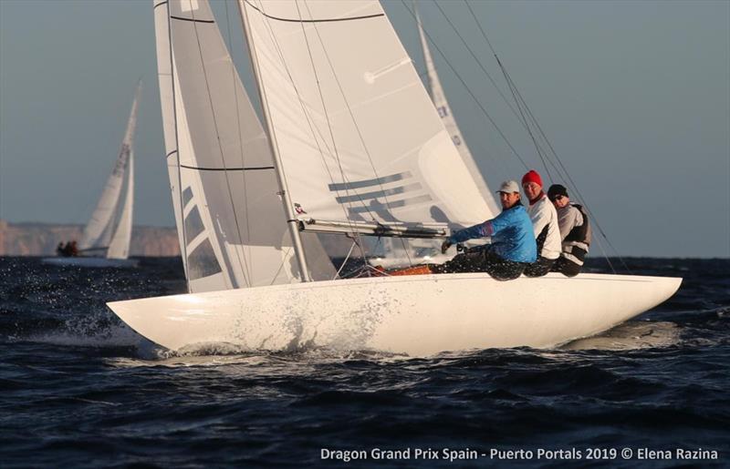 Pieter Heerema at the helm of Troika crewed by George Leonchuk and Lars Hendriksen - 2019 Dragon Grand Prix Spain - Day 2 - photo © Elena Razina