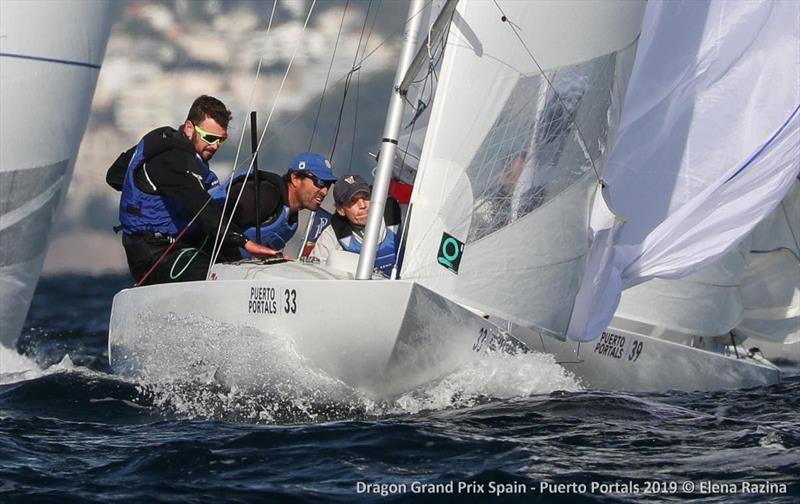  Race 4 winners Pedro Andrade, Kai-Michael Schaper and Joshua Weber sailing Mars - 2019 Dragon Grand Prix Spain - Day 2 photo copyright Elena Razina taken at  and featuring the Dragon class